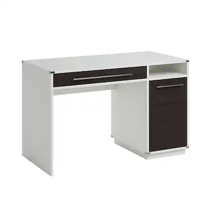 Front. Spaco - Compact Flip Desk with Keyboard Tray, CPU Storage, Office Desk - Gray.