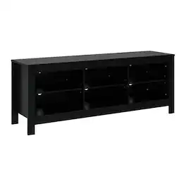 CorLiving - Contemporary TV Stand with Open Shelves for Most TVs up to 85" - Black Ravenwood