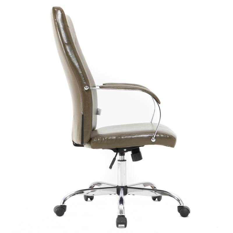 Alt View 4. LeisureMod - Sonora High-Back Leather Office Chair with Adjustable Height, Swivel, and Tilt, Desk, Conference Room, or Home Office - Olive Green.