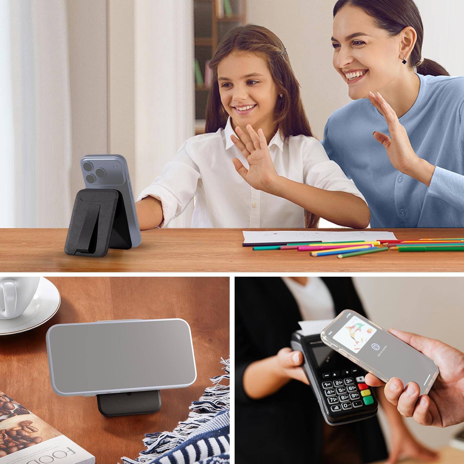 Alt View 2. Neewer - Magnetic Phone Wallet with Card Holder, Foldable Desk Stand, MagSafe/Android, PA141 - PA141.