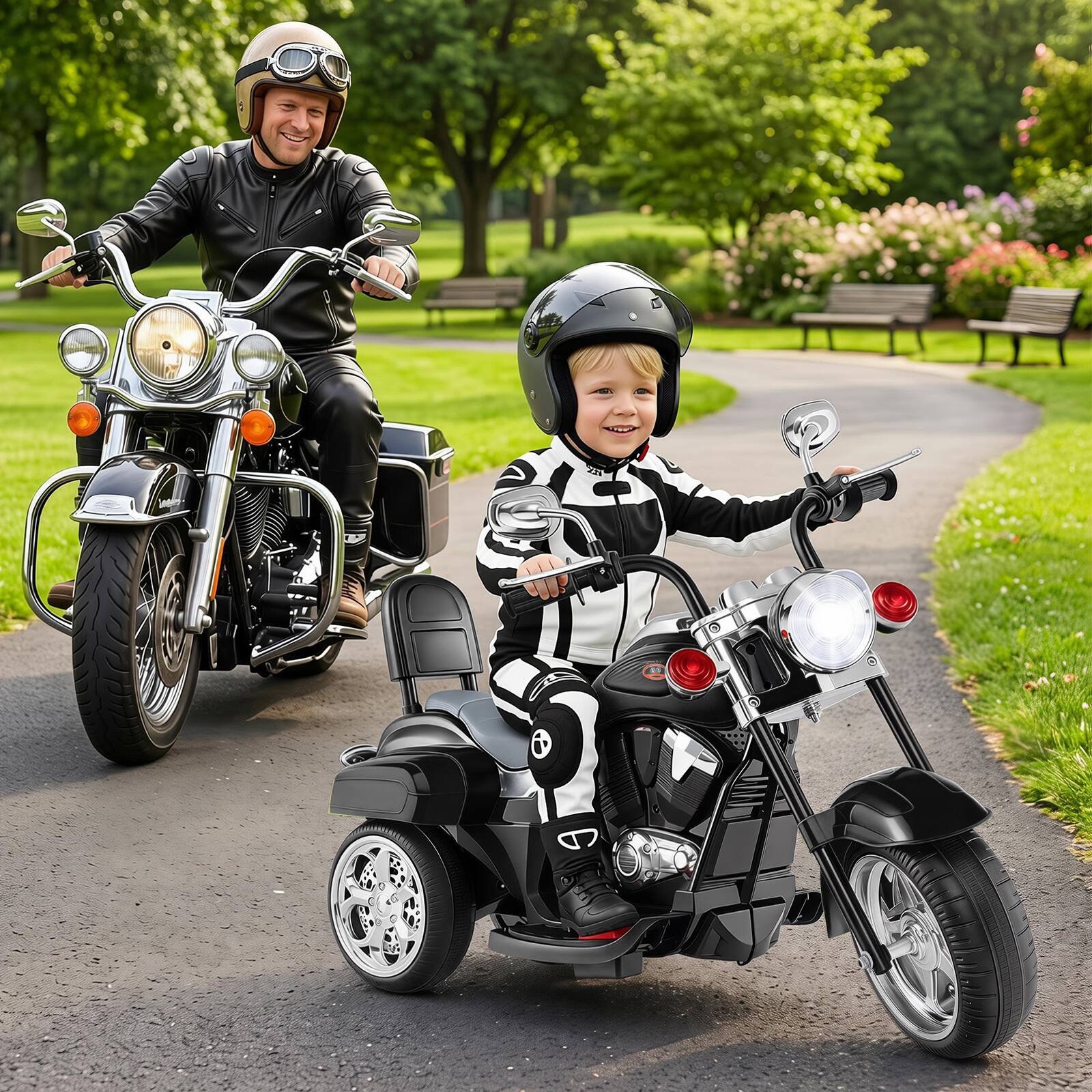 Alt View 3. Costway - Costway Kids Motorcycle, 6V Battery Powered 3-Wheel Electric Motorcycle for Kids with Horn - Black.