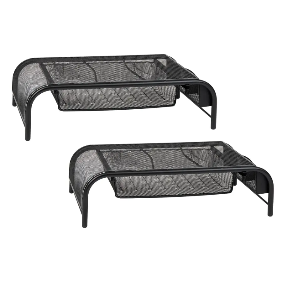 Alt View 13. Mind Reader - Monitor Stand, Ventilated Laptop Riser, Paper Tray, Office, Metal Mesh, 20"L x 11.5"W x 5.5"H, Set of 2 - Black.