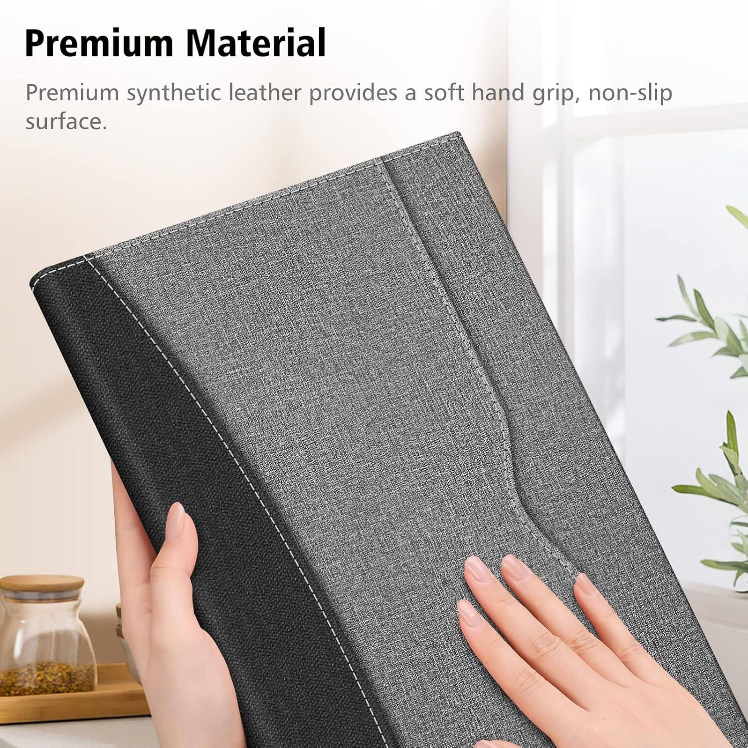 Premium Material  
Premium synthetic leather provides a soft hand grip, non-slip surface.