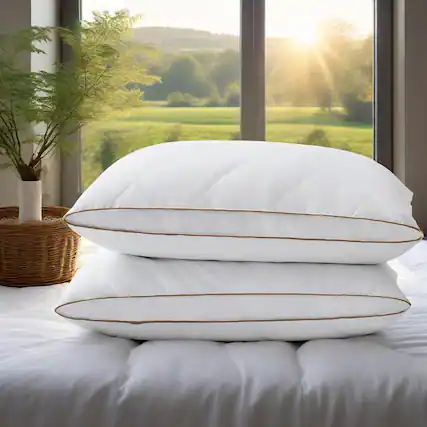 Front. Peace Nest - Peace Nest Gusseted Goose Down Feather Pillows Set of 2 - White.