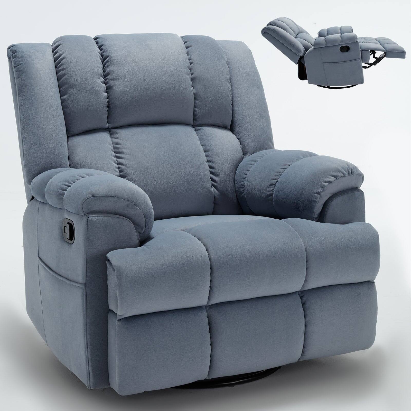 Alt View 9. Boyel Living - Manual Recliner Chair with Rocker and Swivel in Fabric for Living Room - Blue.