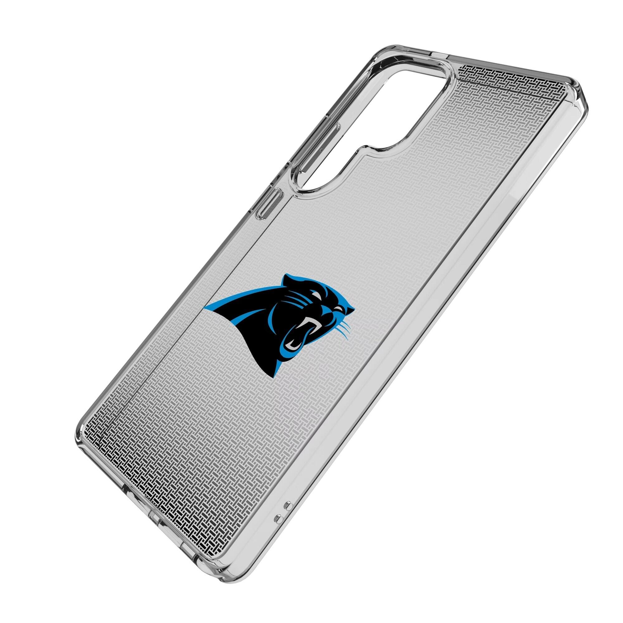 Alt View 1. Keyscaper - Carolina Panthers Linen Logo Galaxy Clear Case - S25 Plus - Multicolor.