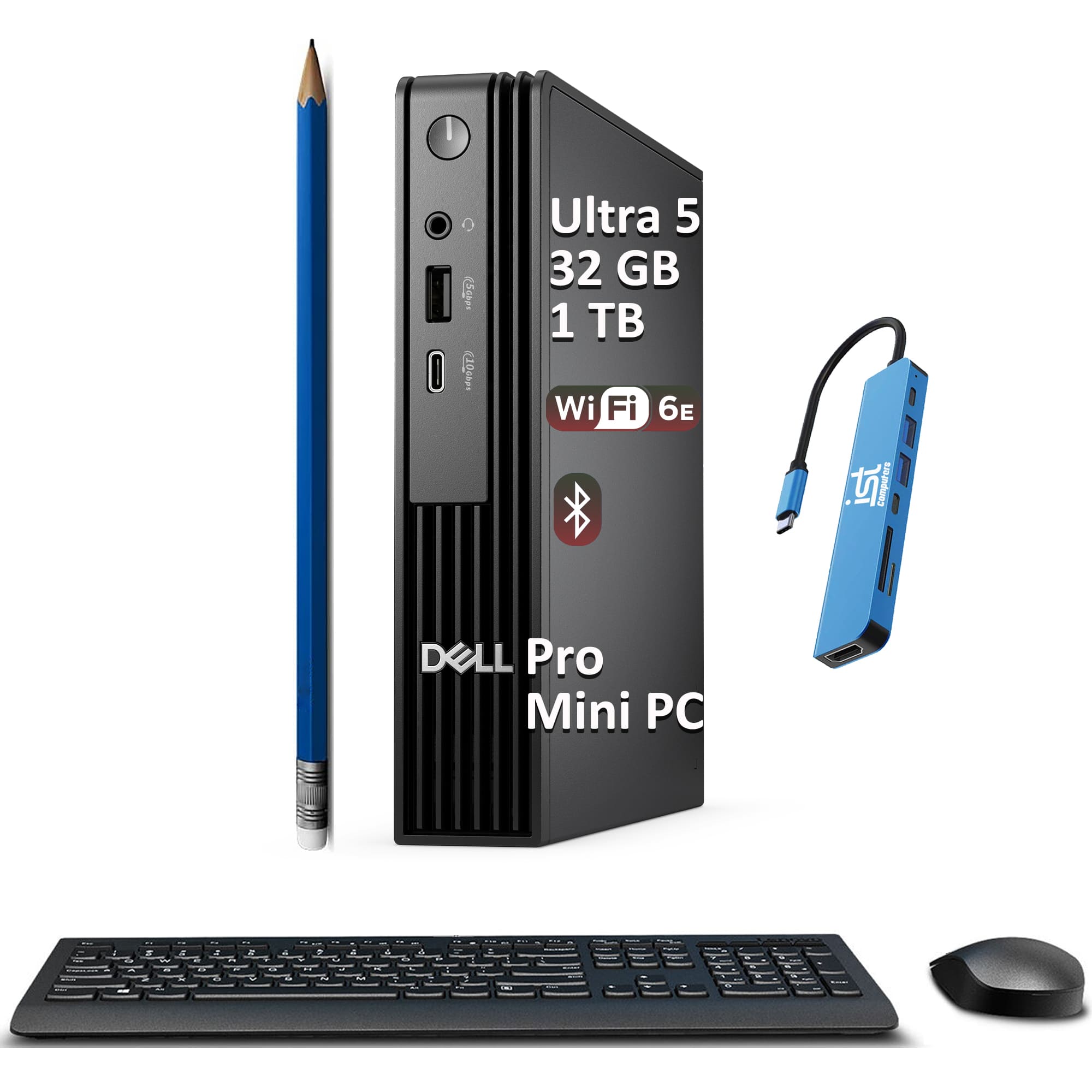 Dell - Pro Micro MFF Mini Desktop AI PC - Intel Core Ultra 5 235T - 32GB DDR5 - 1TB SSD- Wi-Fi - IST HUB - Win 11Pro - Black