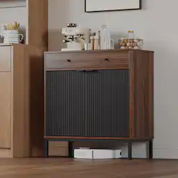 Walnut & Black Fluted 2 Door