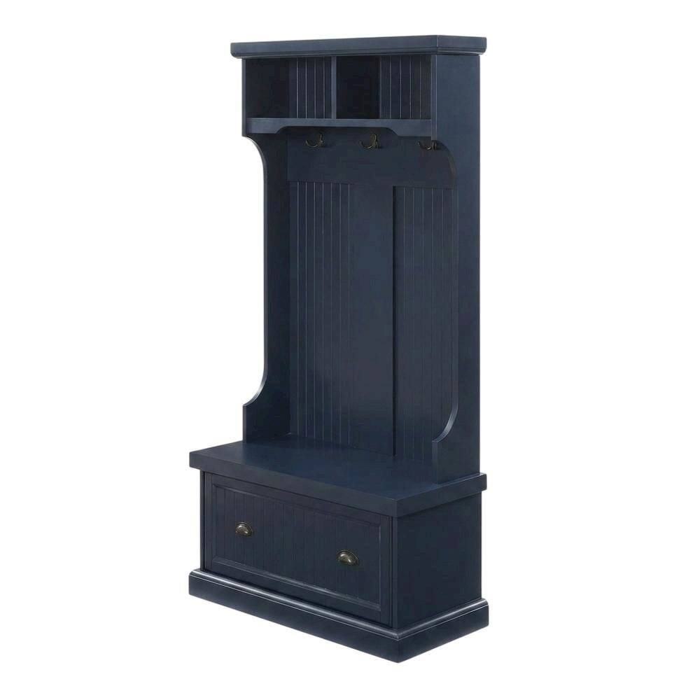 Left. FurniFact - Hall Tree with Practical Storage and Charming Design - Navy.