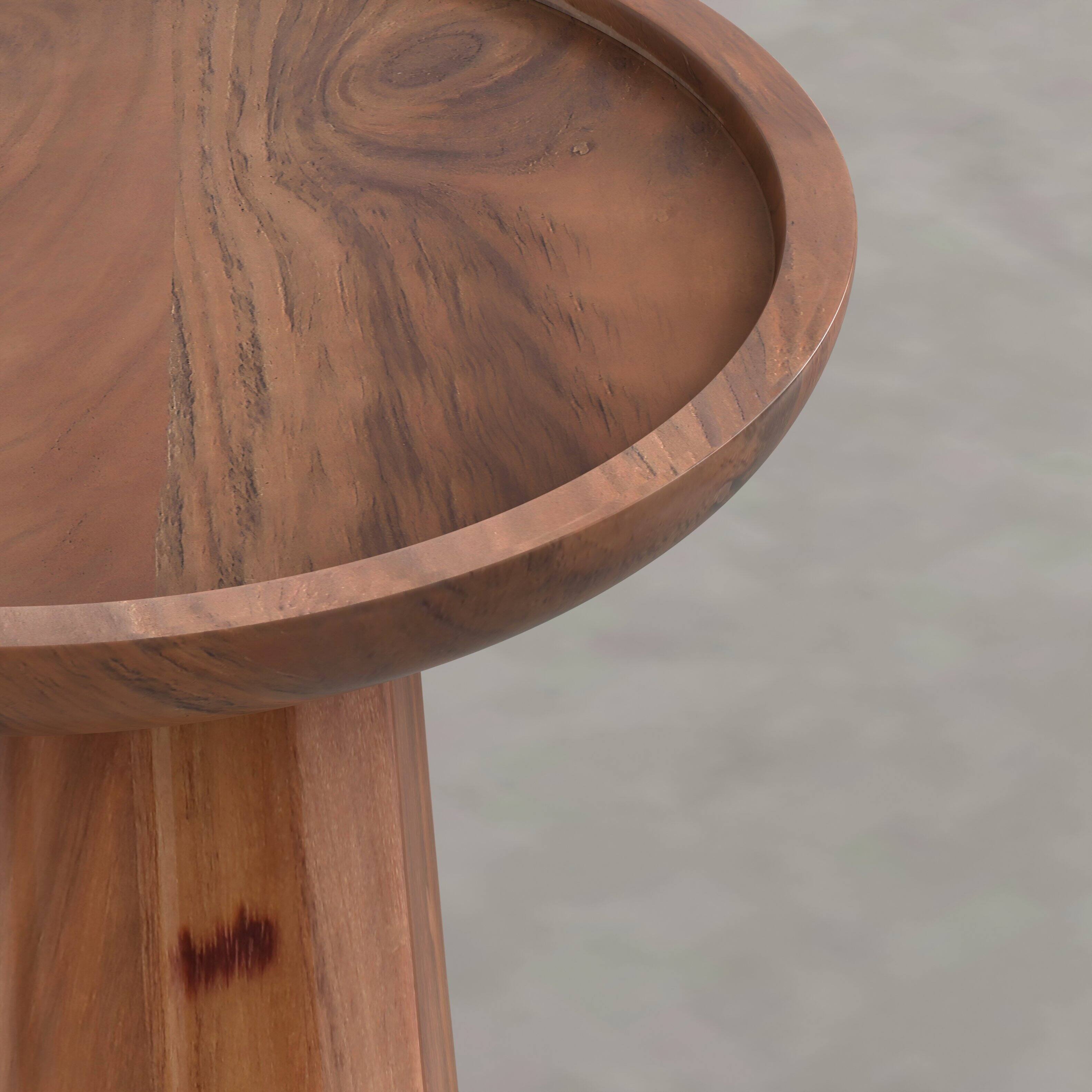 Alt View 2. Simpli Home - Dayton 13 inch Wide Solid Wood Round Accent Table, Pecan Brown - Pecan Brown.
