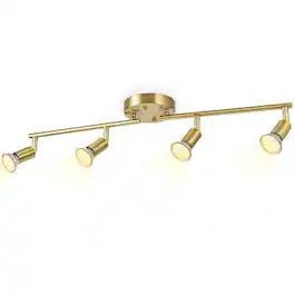 Dazzed Corner - 4 Light Track Lighting Kit,Ceiling Spot Lights,Included 4 x LED GU10 Bulb - Gold