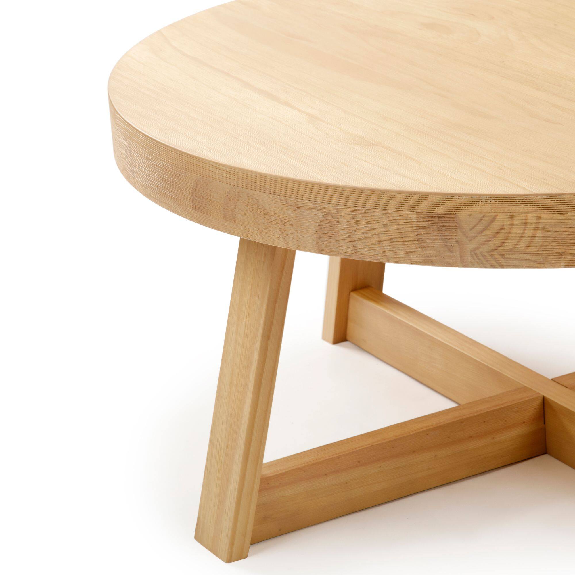 Alt View 4. Plank+Beam - Classic Round Coffee Table (30in x 30in / 760mm x 760mm), Blonde Wirebrush - Blonde Wirebrush.