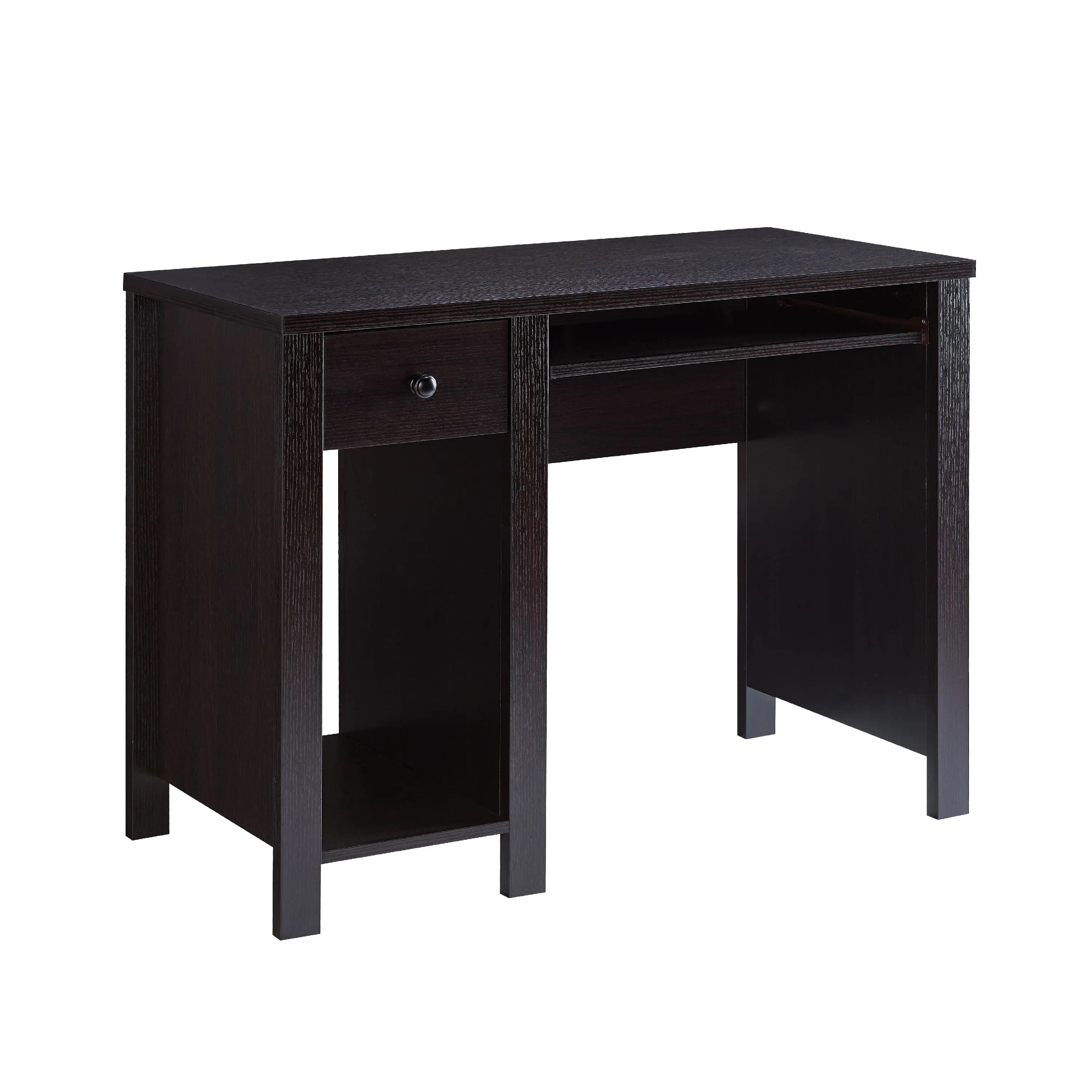 Front. Manhattan Lane - Akol Computer Desk, Keyboard Drawer and Storage, 39 Inch, Black - Black Brown.