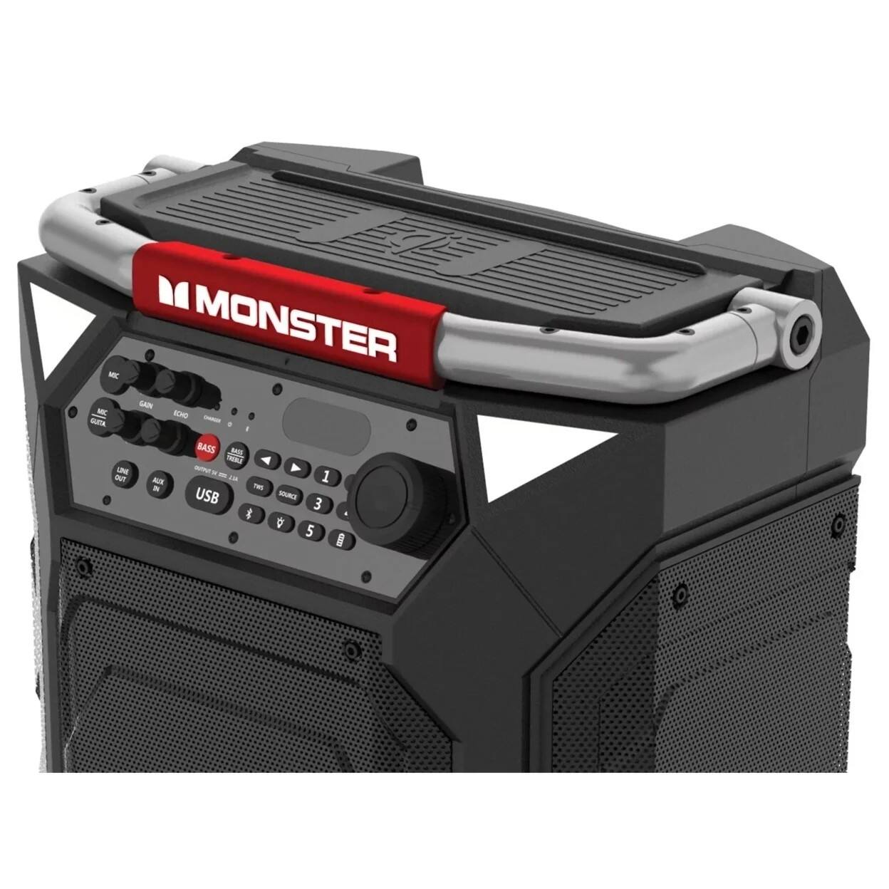 MONSTER MIC GAIN MC KCHO QUITA - . BASS BOL LaGe UN - . USB AUX 1 - - 3 & 5