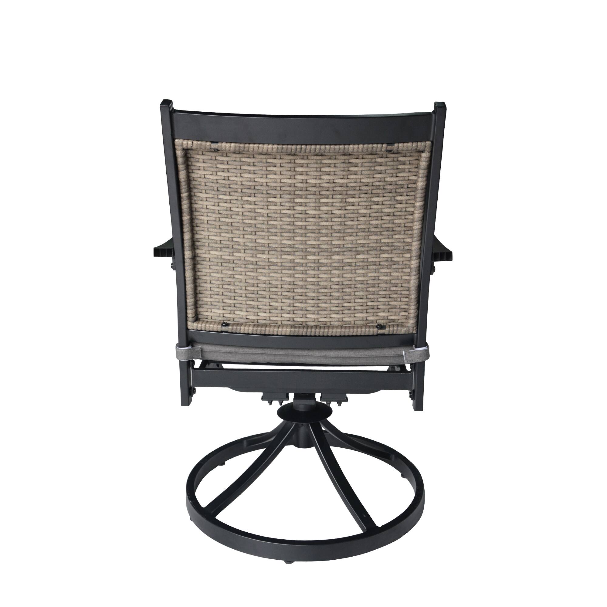 Alt View 2. Mondawe - 2-Piece Outdoor Swivel Chair Set with Aluminum Frame and Cushions - Black+Grey.