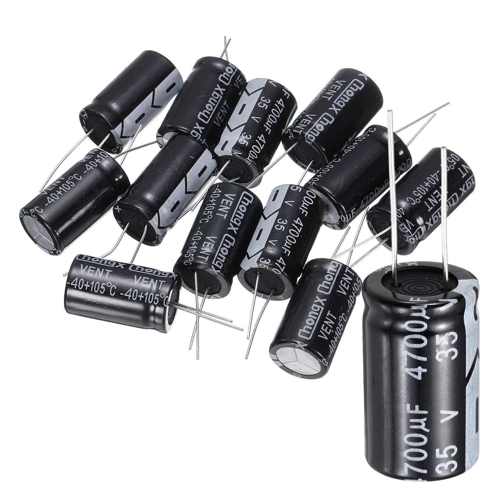 Unique Bargains - 4700uF 35V 18x30mm Electrolytic Capacitor, 105C High Temp Radial Leads, for TVs/LCDs/VCD, 12pcs - Black price history on PriceWatchPro