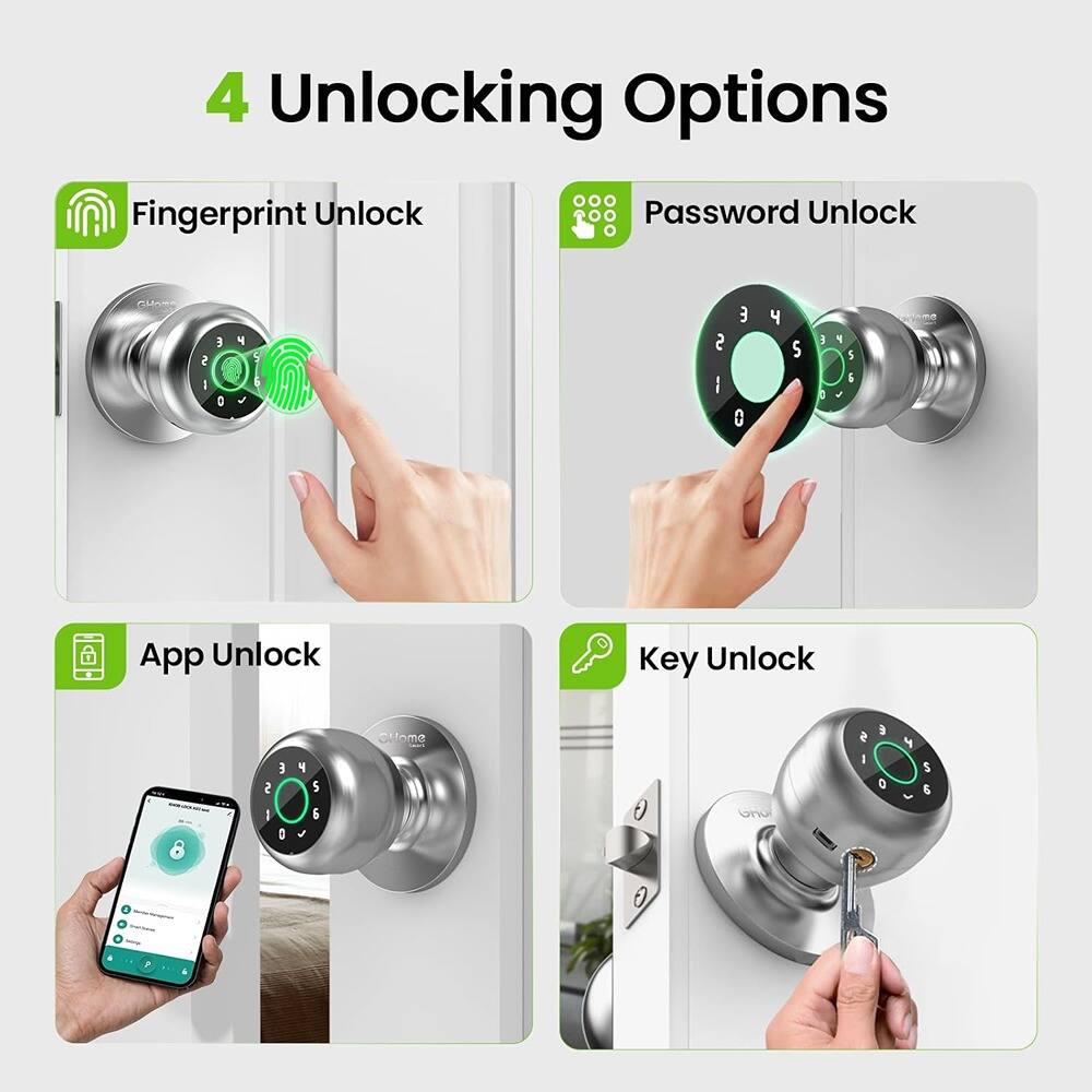4 Unlocking Options

- Fingerprint Unlock
- Password Unlock
- App Unlock
- Key Unlock