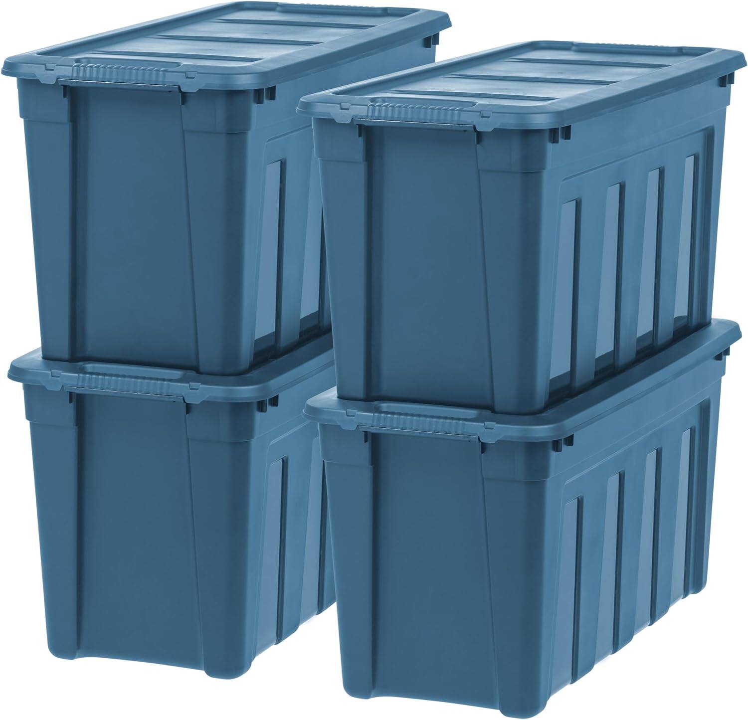 Front. IRIS USA - IRIS USA Heavy-Duty Durable Stackable Storage Containers, Utility Totes with Easy-Grip Handles - Navy.