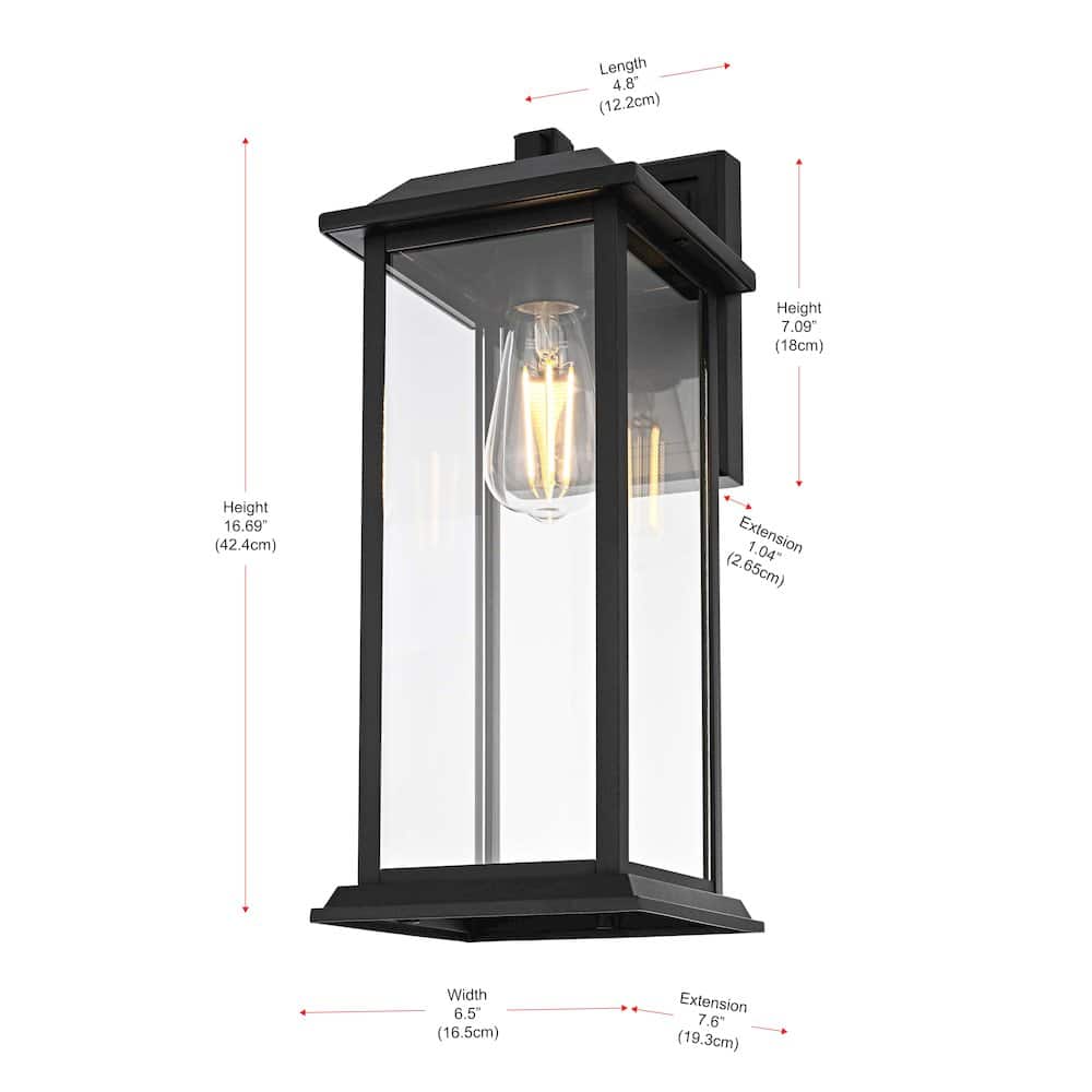 Elegant Lighting - Araceli 17 inch Outdoor Wall sconce in Black - Black And Clear