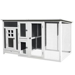 Pawhut - 63" Outdoor Chicken Coop Wooden, Run Area, Nesting Box, Hen House with Waterproof Roof, Removable Tray