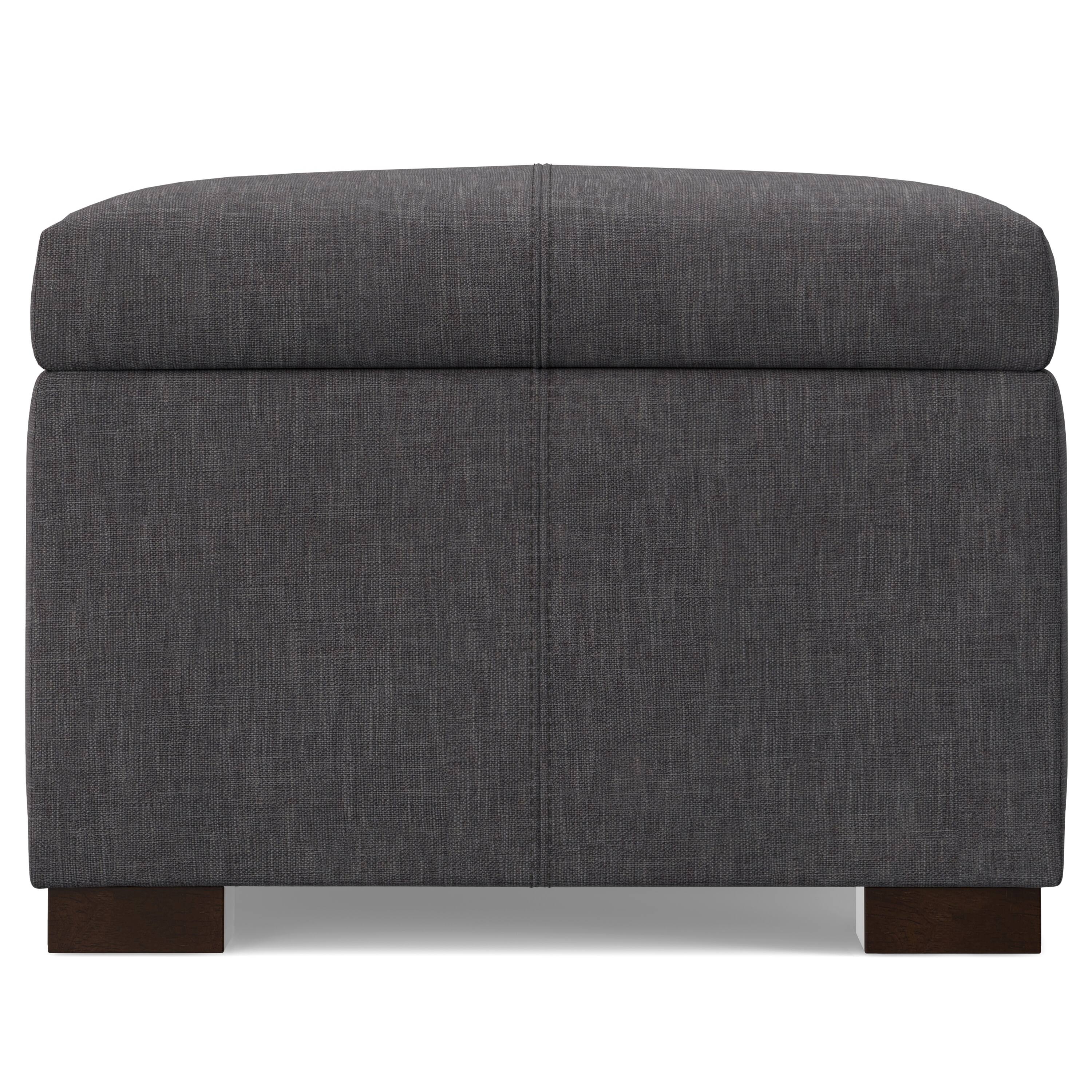Alt View 2. Simpli Home - Gabbie 48 inch Wide Rectangular Storage Ottoman in Slate Grey Polyester Linen - Slate Grey.