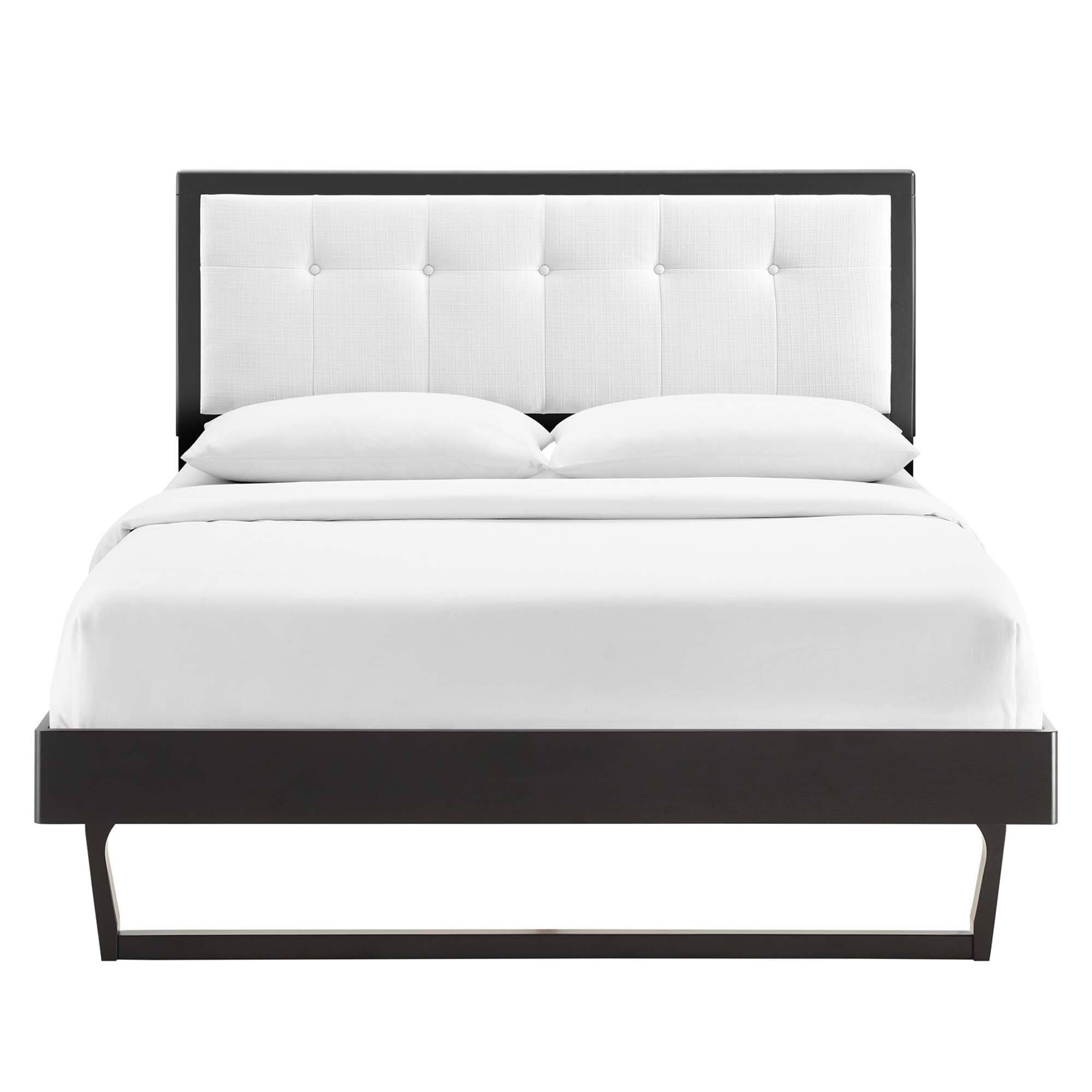Alt View 6. Modway - Willow Wood Full Platform Bed With Angular Frame - White.