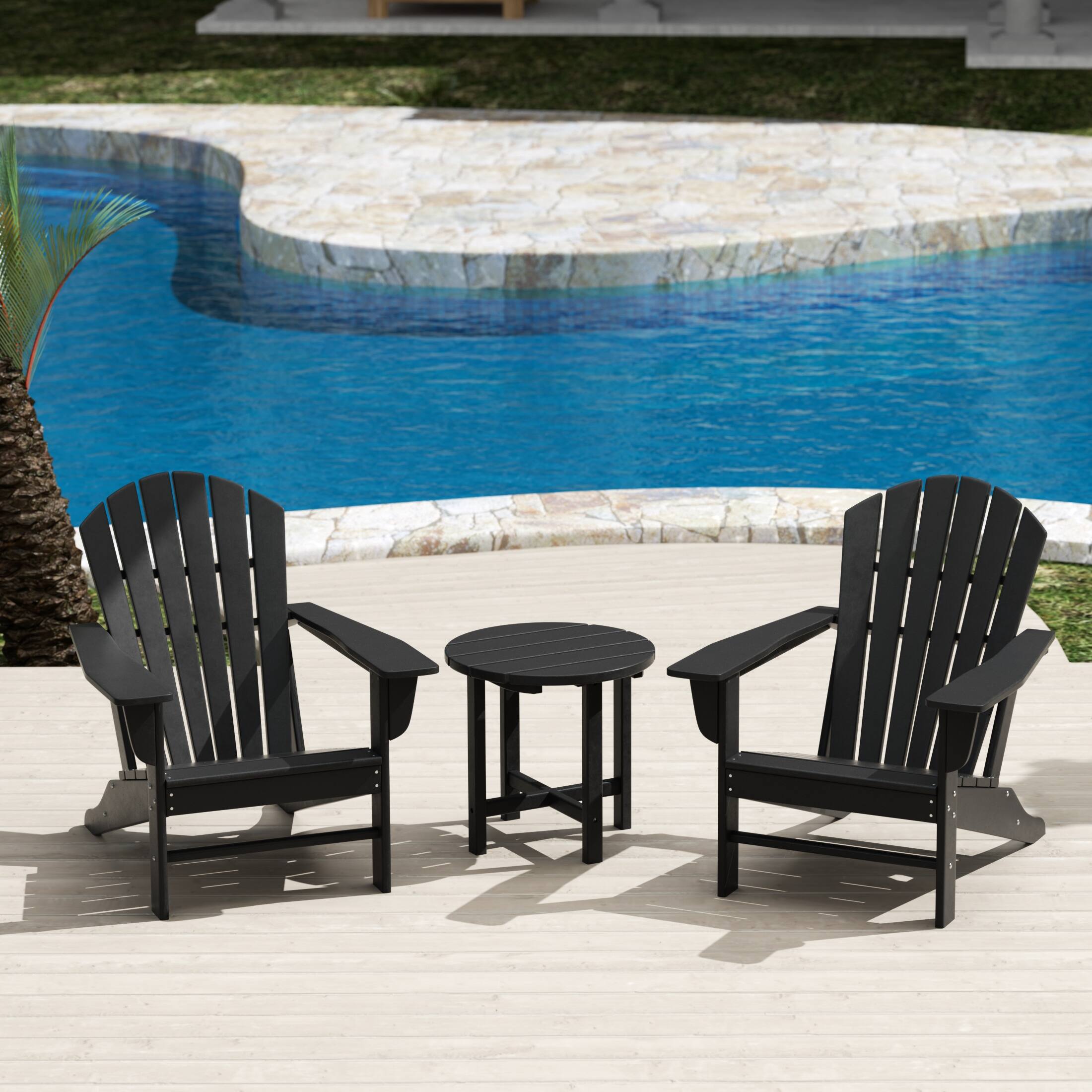 Angle. WestinTrends - WestinTrends Dylan 3-Piece Outdoor Adirondack Chair with Side Table Set - Black.