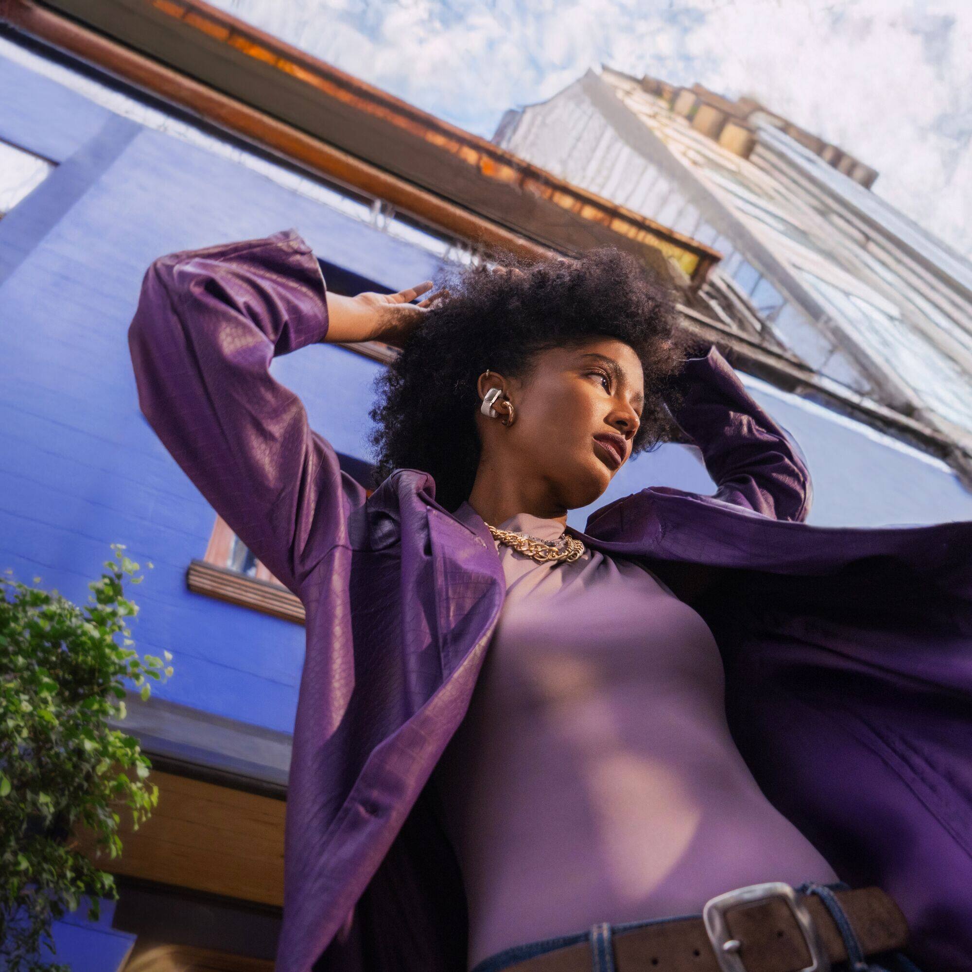 Alt View 8. Bose - Ultra Open-Ear True Wireless Open Earbuds - White Smoke.