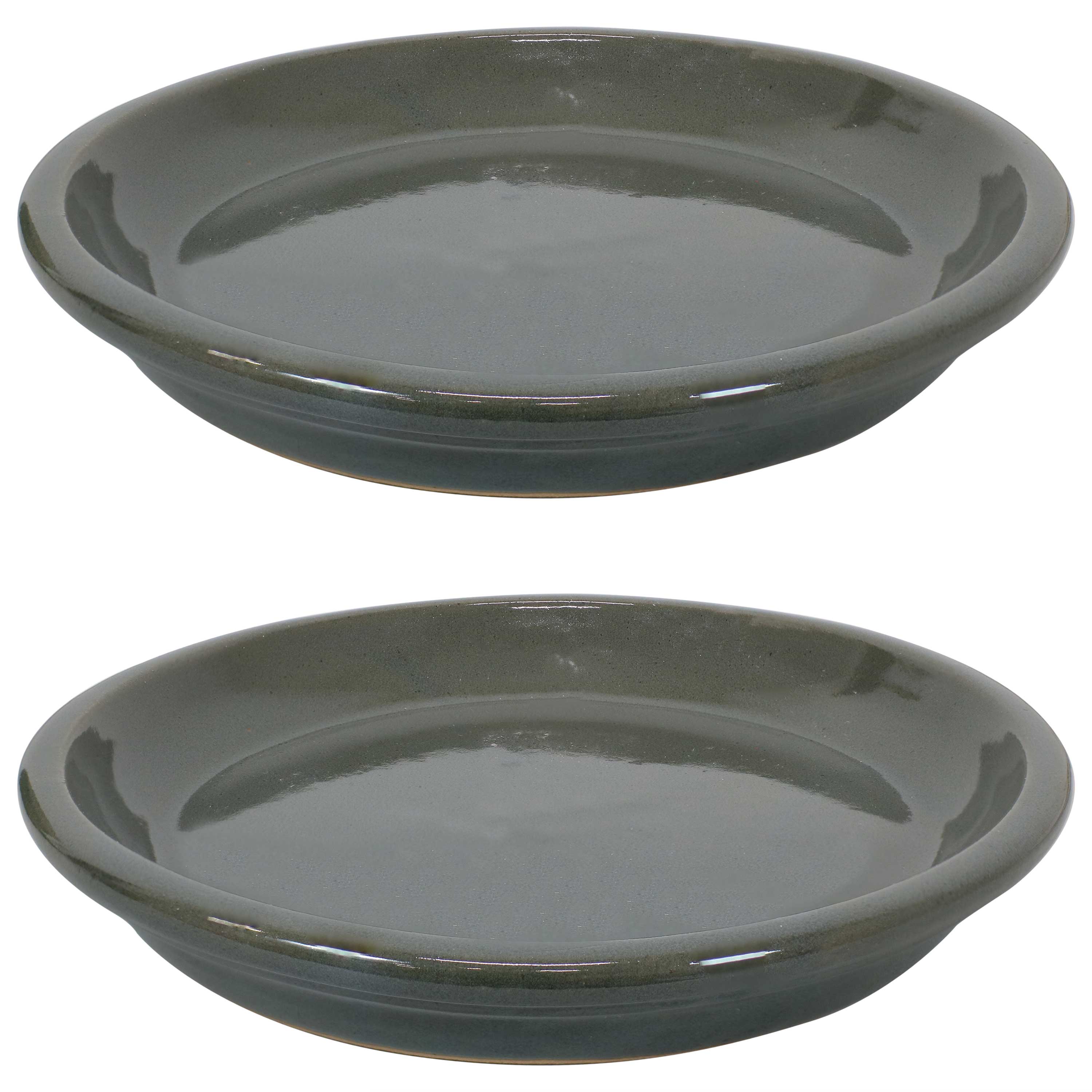 Sunnydaze - 9 in Glazed Ceramic Flower Pot/Plant Saucer - Set of 2 - Gray price history on PriceWatchPro