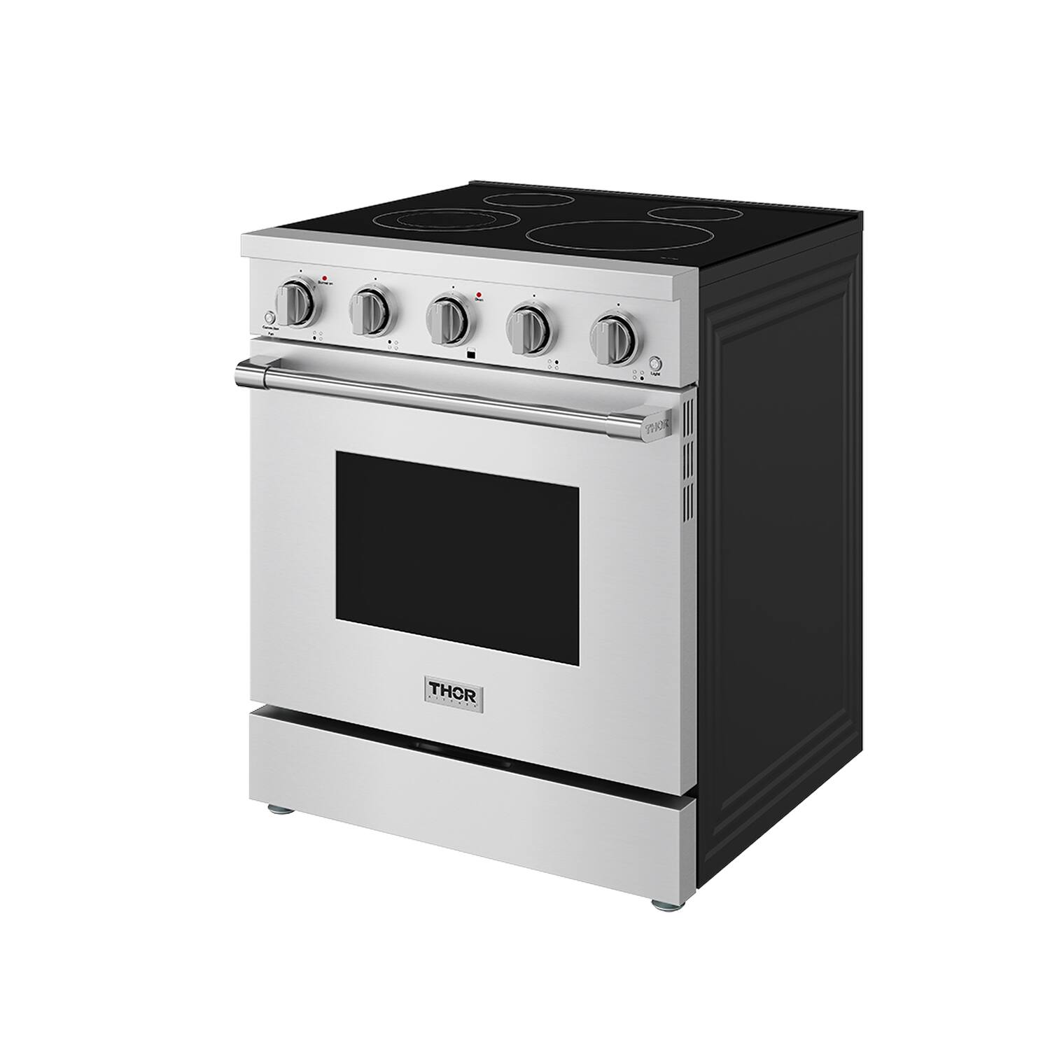 Left. Thor Kitchen - 4.55 Cu. Ft Freestanding Electric Convection Range - Stainless steel.