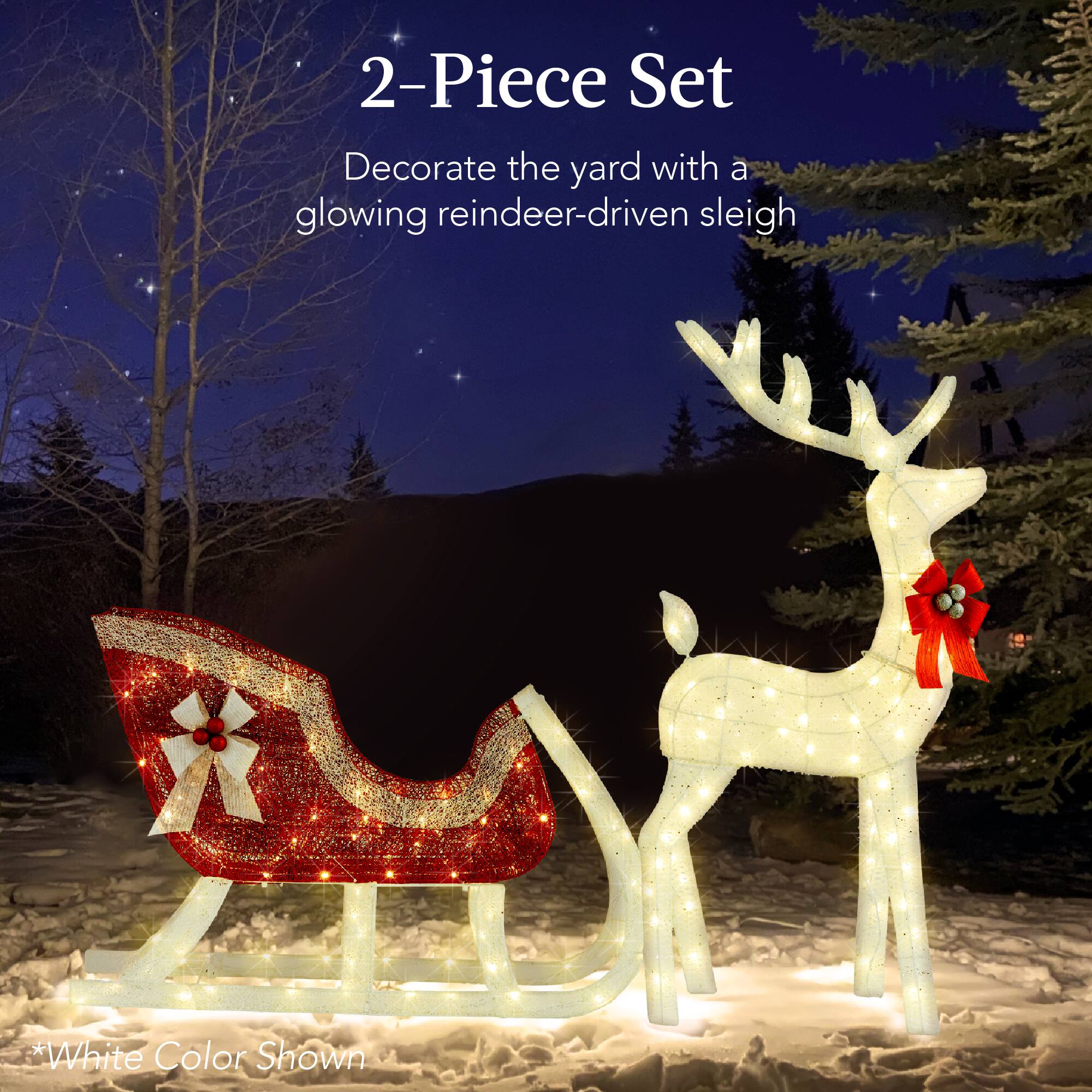 2-Piece Set

Decorate the yard with a glowing reindeer-driven sleigh

*White Color Shown