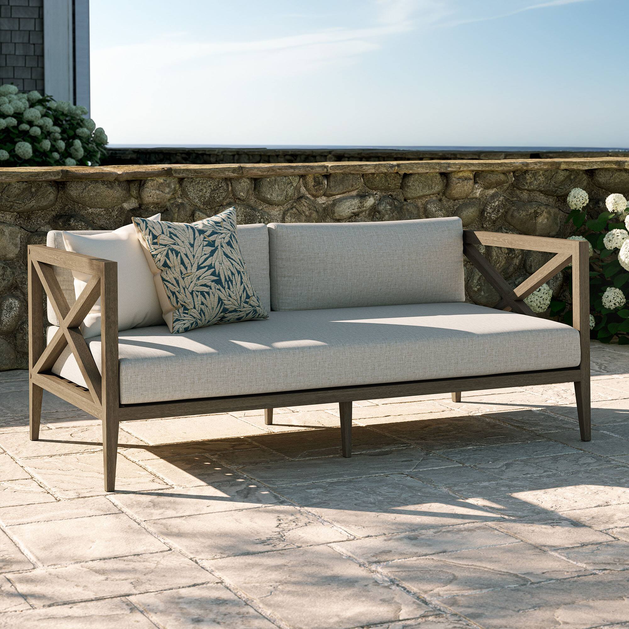 Alt View 7. Modway - Northlake Outdoor Patio Teak Loveseat by Modway - Weathered Gray Pebble.