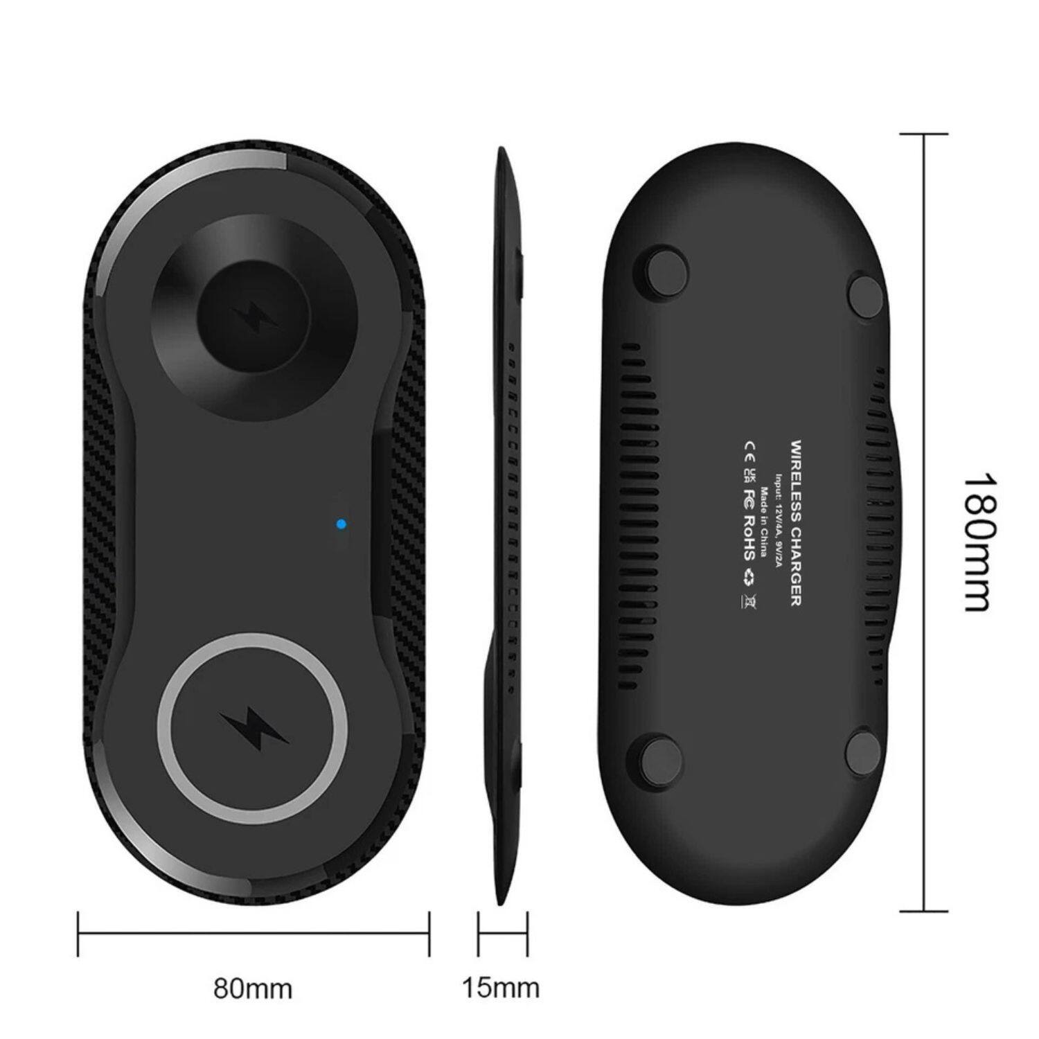 CE FC Made in China  
RoHS  
WIRELESS CHARGER  
180mm x 80mm x 15mm