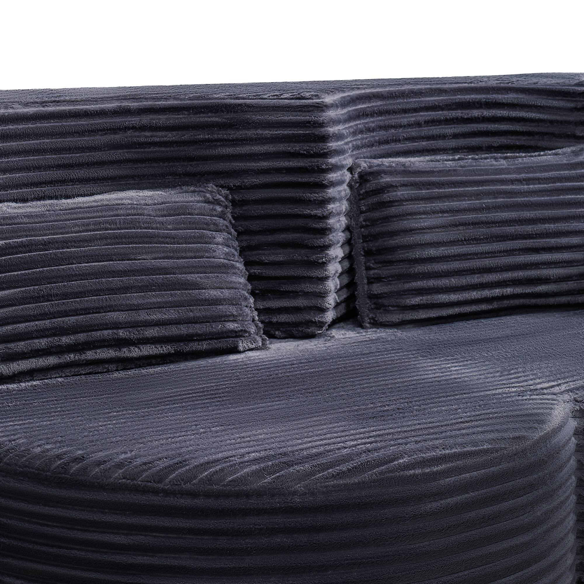 Alt View 6. GOODSILO - Convertible Teddy Fabric Folding Sofa Bed - Multi-Functional Floor Sleeper Futon for Compact Living Spaces - Grey.