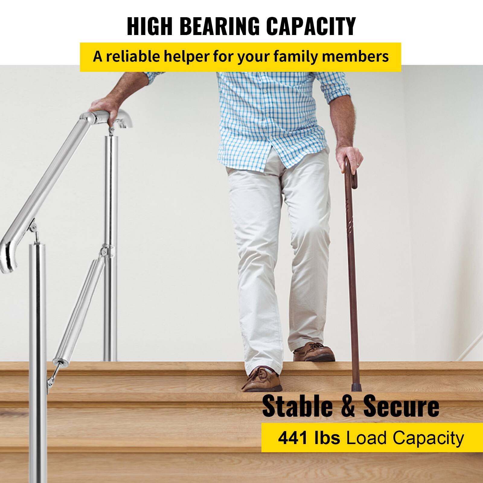 HIGH BEARING CAPACITY
A reliable helper for your family members
Stable & Secure
441 lbs Load Capacity