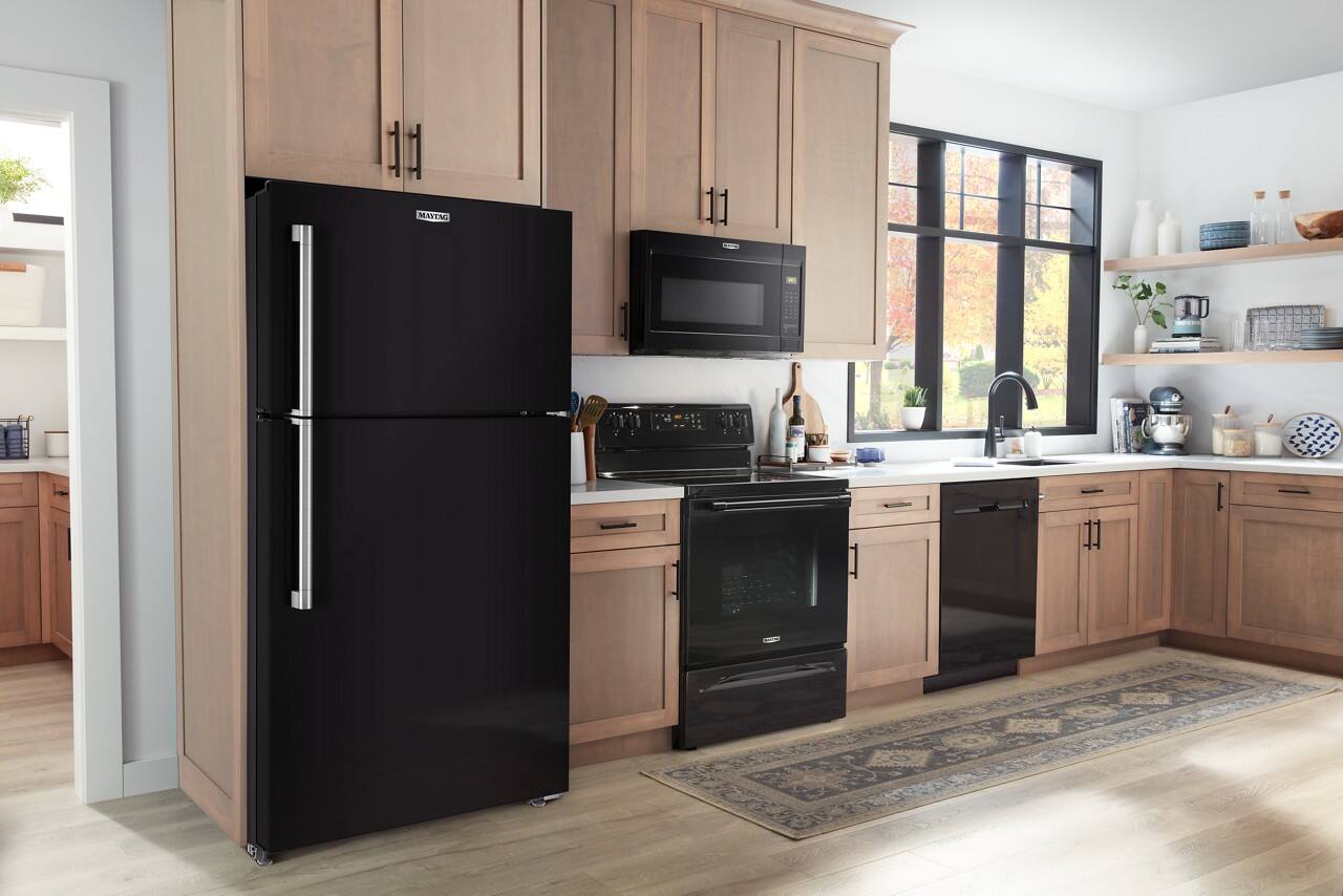 Alt View 9. Maytag - 19 Cu. Ft. Top-Freezer Refrigerator with Garage Mode - Black.