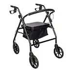 Front. Winado - Foldable Rollator Walker Mobility Rollator with Seat, 8" Wheels, Adjustable Height, Removable Backrest, 286lbs Capacity - Black.