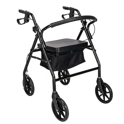 Front. Winado - Foldable Rollator Walker Mobility Rollator with Seat, 8" Wheels, Adjustable Height, Removable Backrest, 286lbs Capacity - Black.
