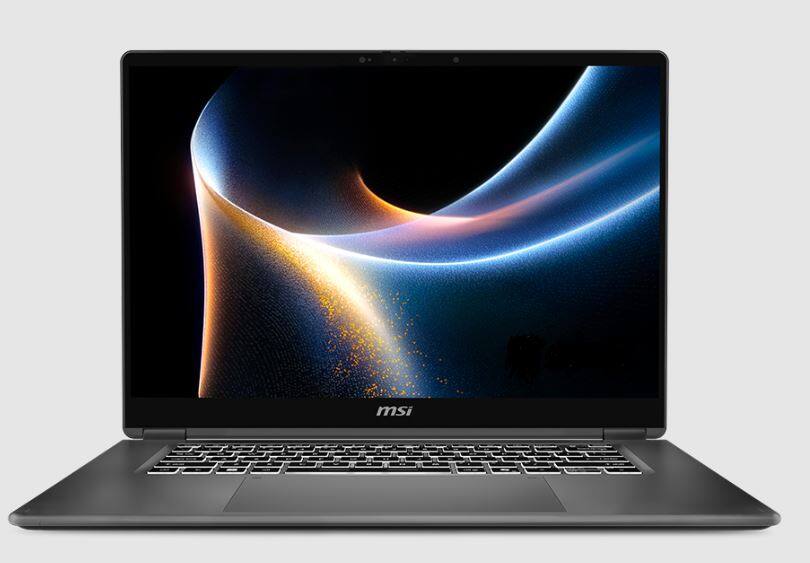 Front. MSI - MSI Prestige 16 Flip AI+ 16" Touch Laptop, Core Ultra 7 355, 32GB RAM, 1TB SSD, Win 11 - Platinum Gray.
