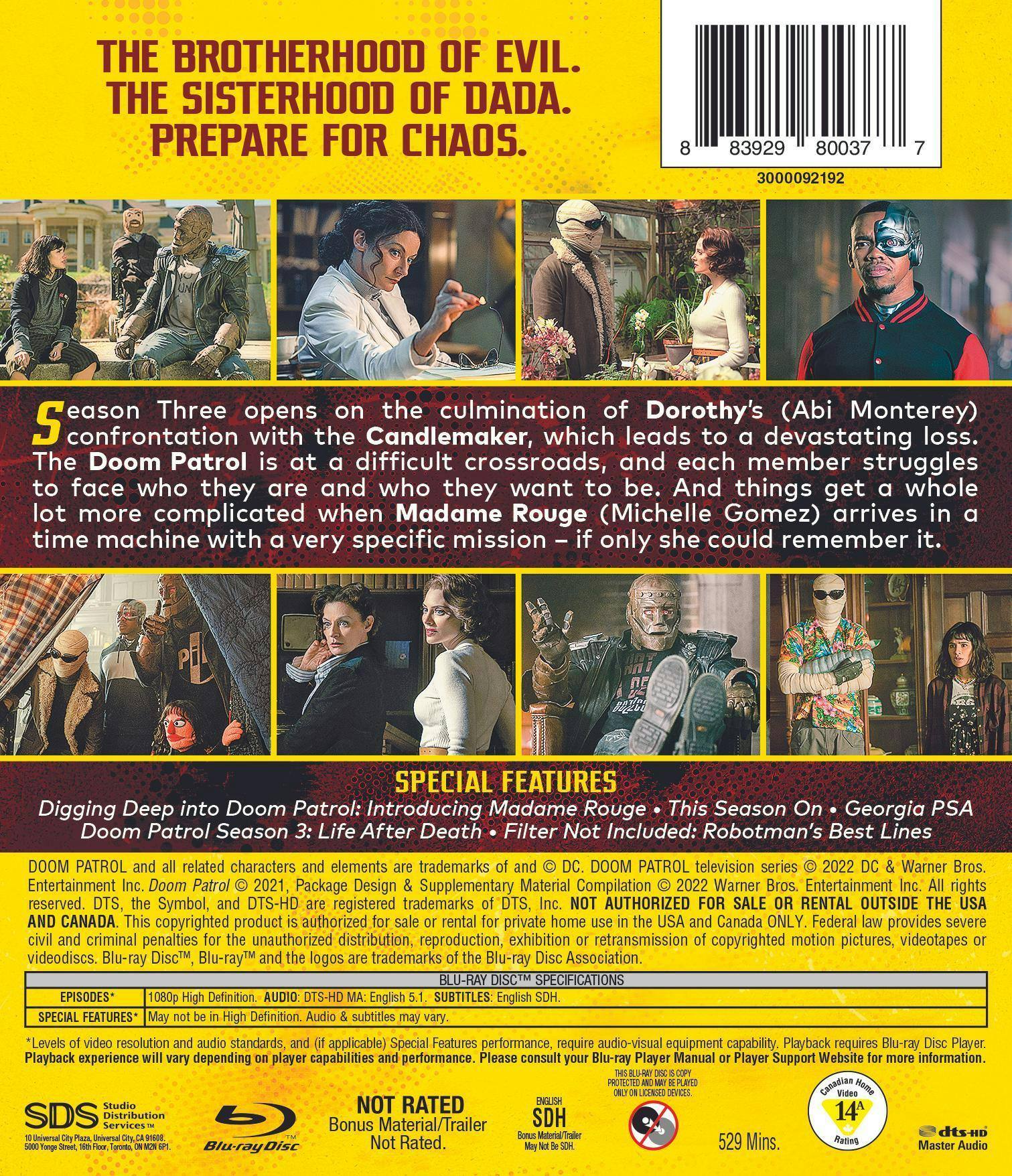 Back. Doom Patrol: The Complete Third Season (Box Set) [Blu-ray].