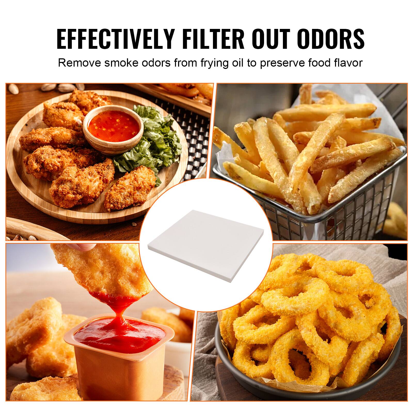 EFFECTIVELY FILTER OUT ODORS  
Remove smoke odors from frying oil to preserve food flavor