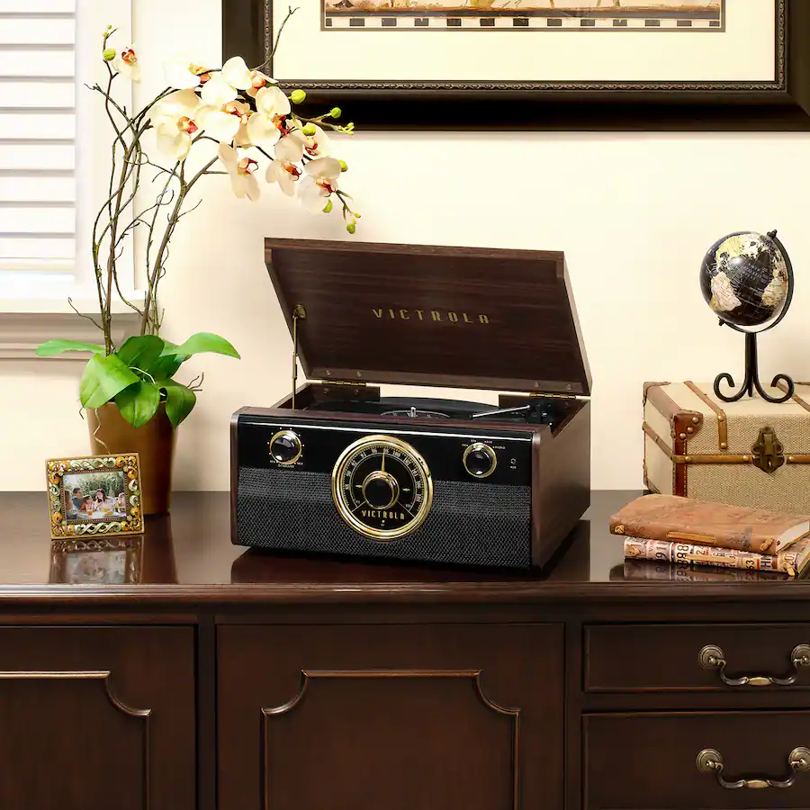 Victrola Wood Metropolitan Mid Century Modern Bluetooth Record Player ...