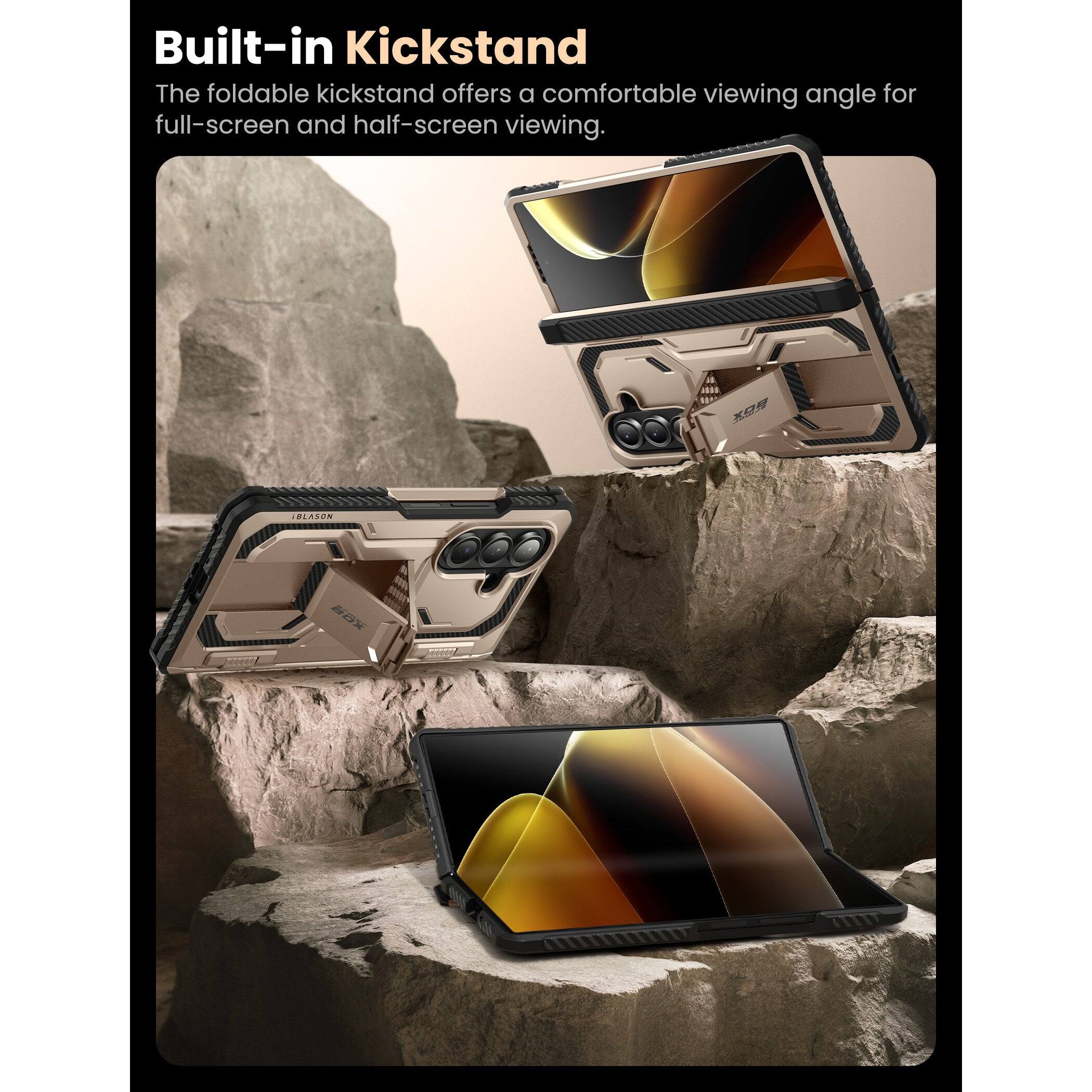 Built-in Kickstand

The foldable kickstand offers a comfortable viewing angle for full-screen and half-screen viewing.
