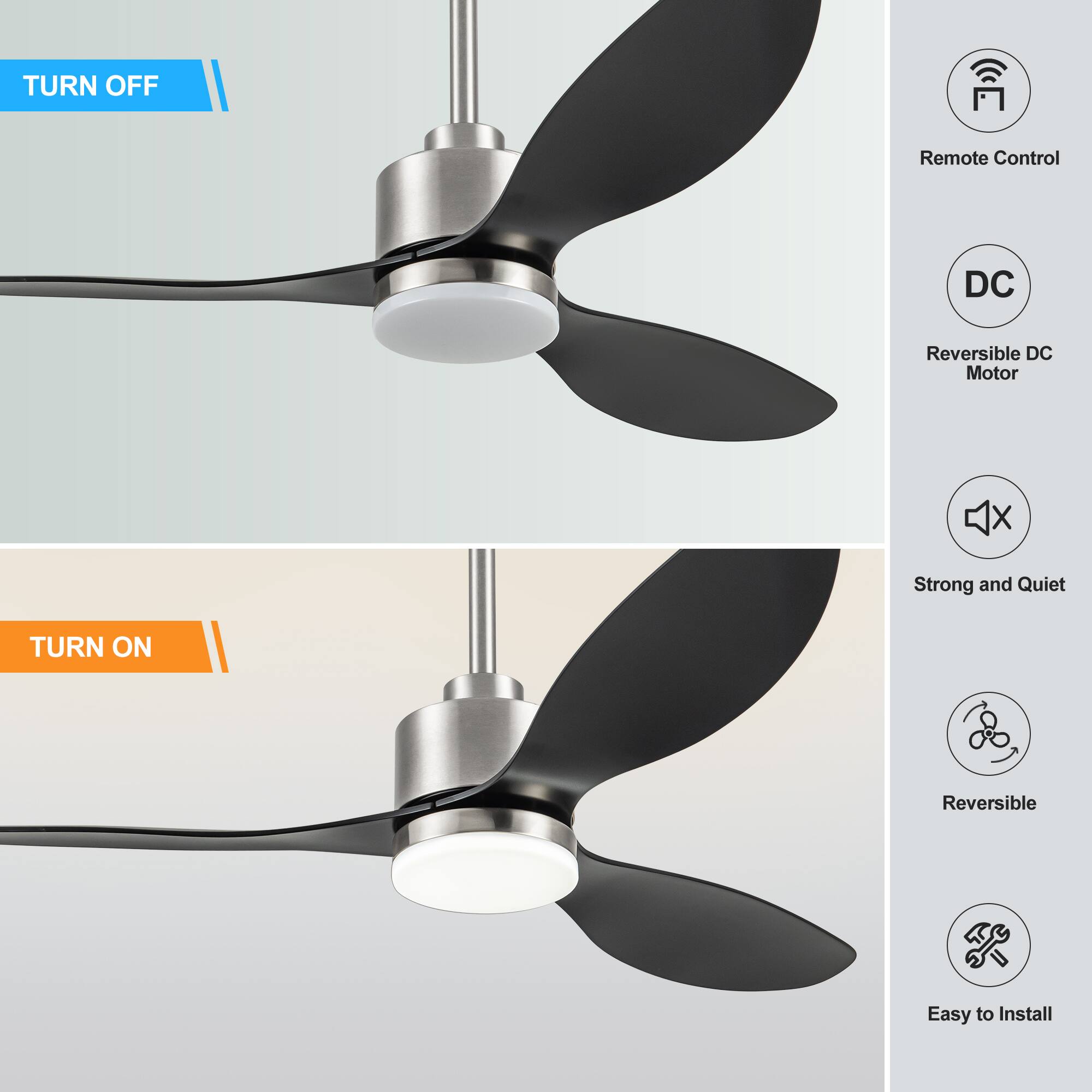 TURN OFF Remote Control DC Reversible DC Motor Strong and Quiet

TURN ON Reversible Easy to Install