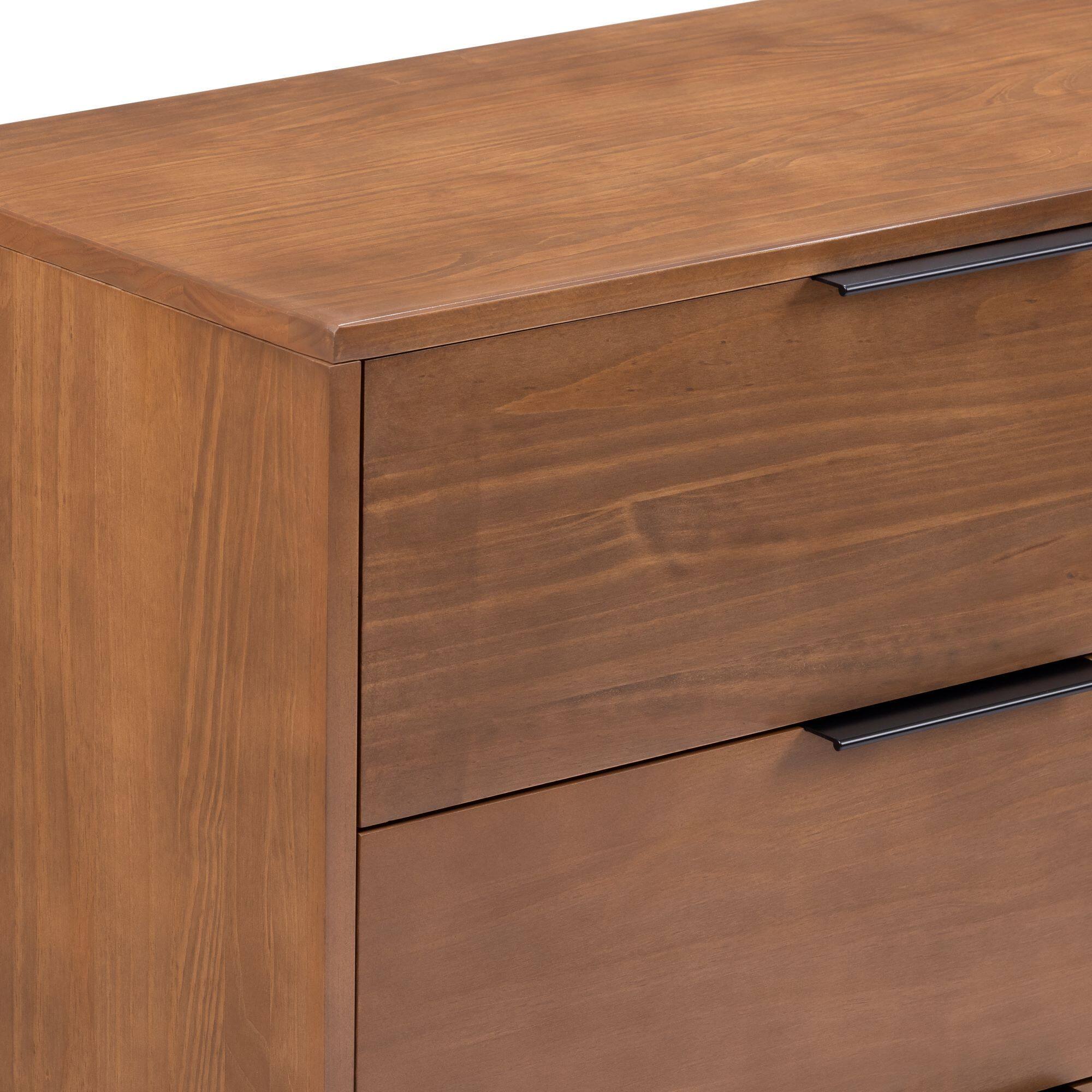 Alt View 7. Plank+Beam - Haven 6 Drawer Dresser with Black Handle, Pecan - Pecan.
