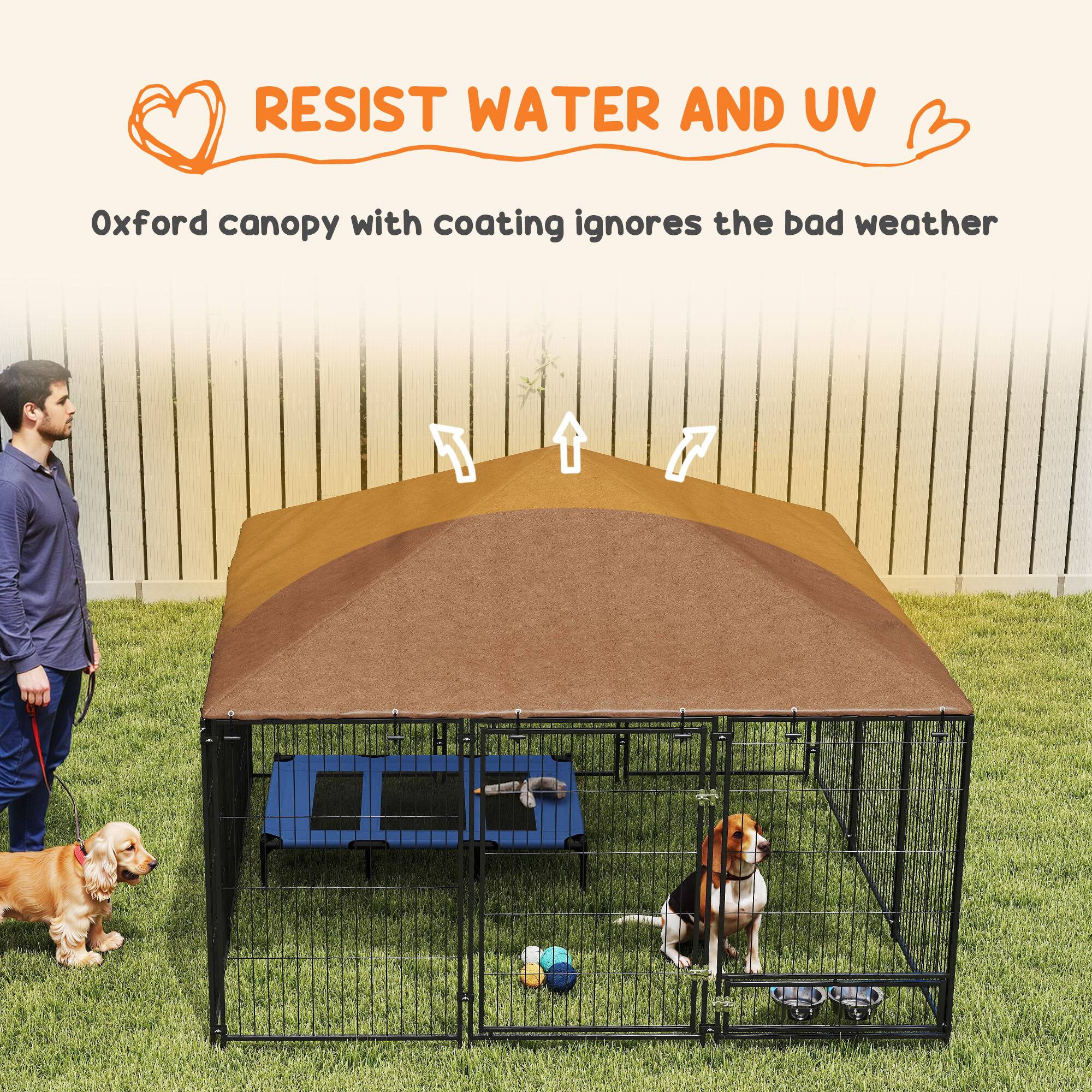 RESIST WATER AND UV  
Oxford canopy with coating ignores the bad weather
