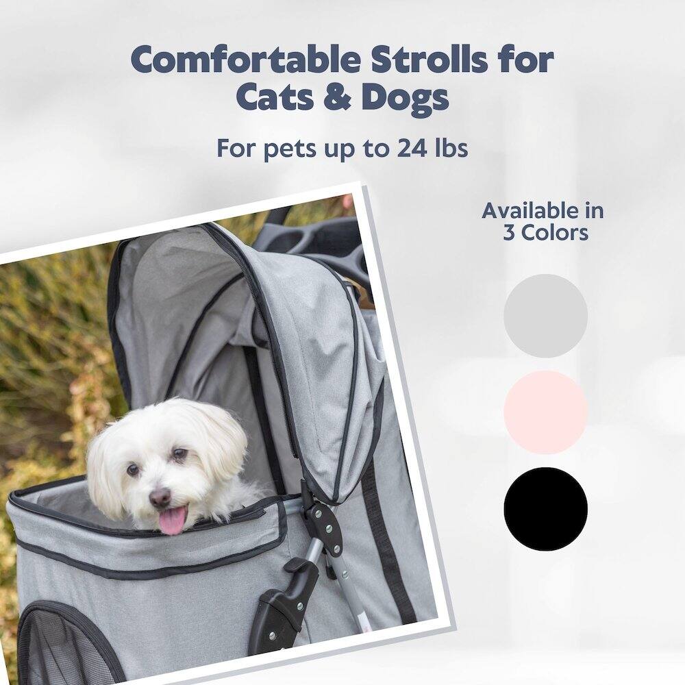 Comfortable Strolls for Cats & Dogs  
For pets up to 24 lbs  
Available in 3 Colors