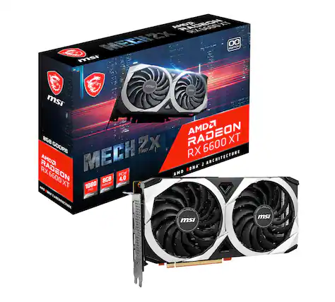 Front. MSI - AMD Radeon RX 6600 XT MECH 2X 8G OC GDDR6 PCI Express 4.0 Gaming Graphics Card - Black.