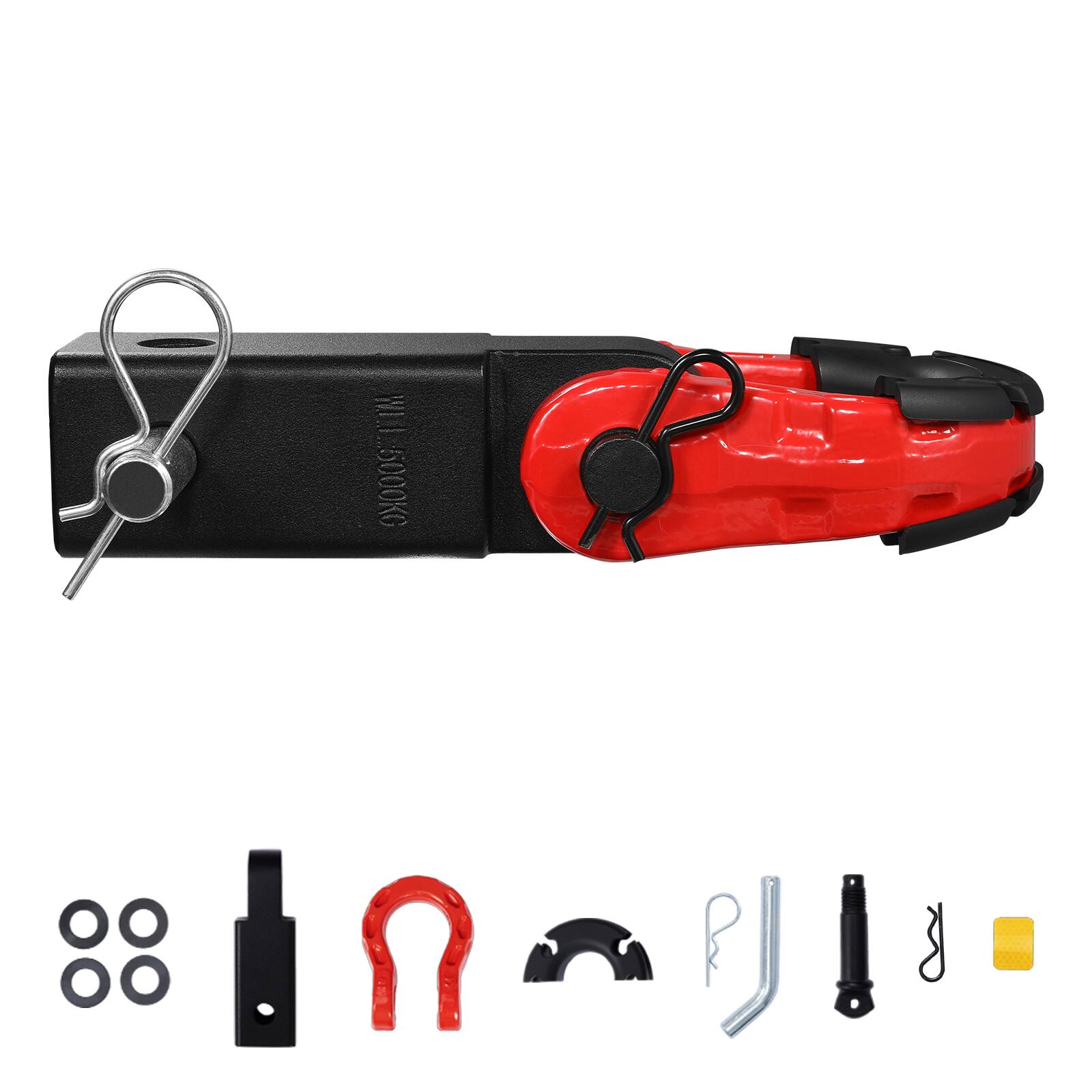 Alt View 5. VEVOR - Shackle Hitch Receiver, Fits 2" Receivers, 65900 lbs Breaking Strength, D Ring Shackle with Trailer Hitch Lock Pin - Black,red.