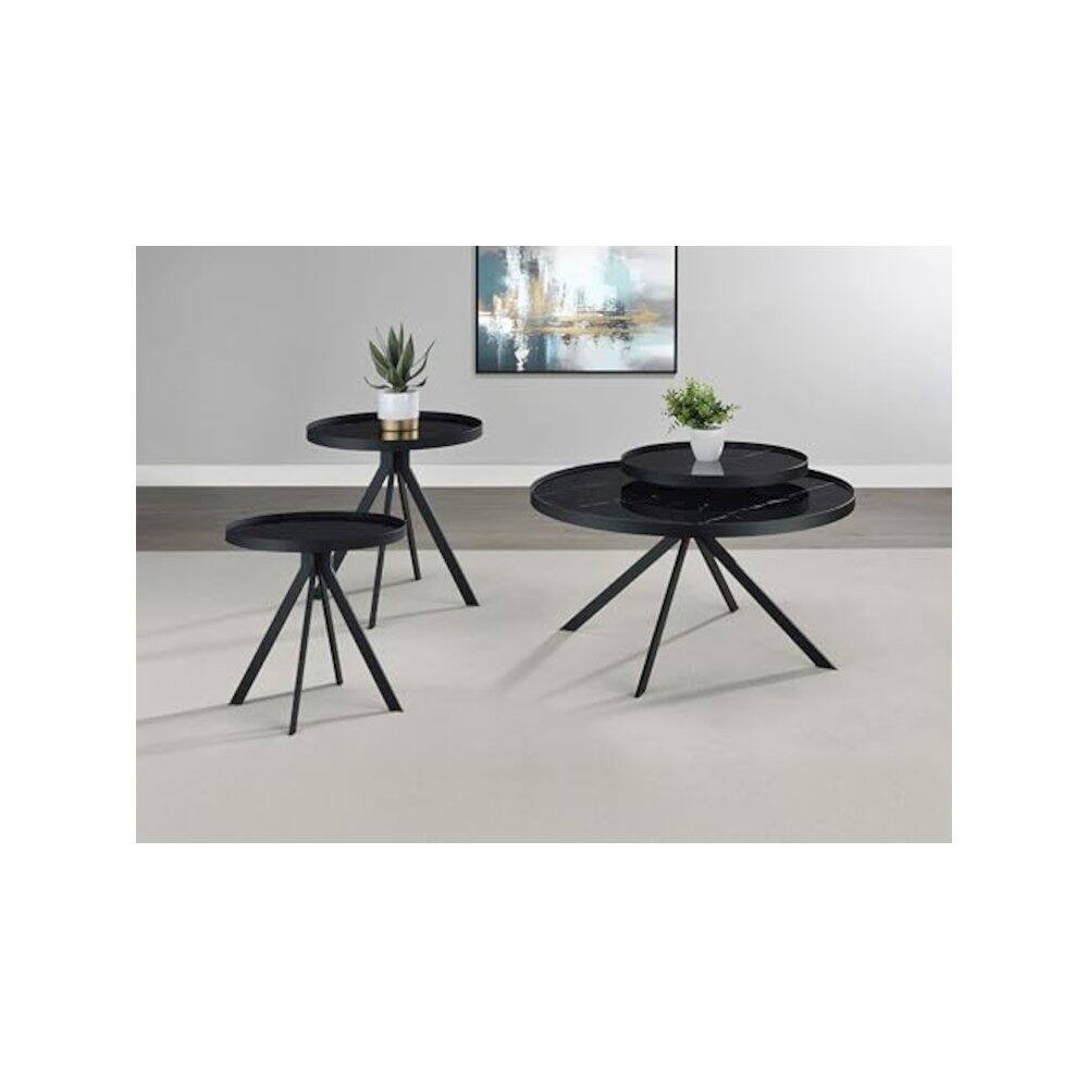 Alt View 4. Coaster Co. of America - Briggs 3-piece Round Coffee and End Table Set Black - Black.